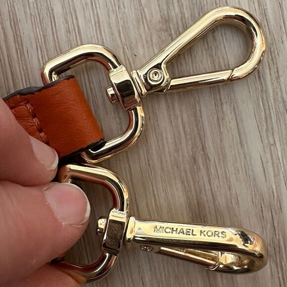Michael Kors Burnt Orange Leather Buckle Adjustment Gold Hardware Purse Strap - Picture 4 of 6
